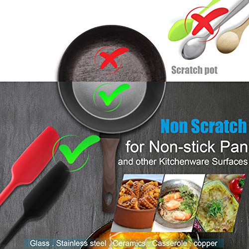 Patelai 2 Pieces 2 Pcs Silicone Jar Spatula Long Handle Scraper, Red, Black | Non-stick Rubber Heat Resistant Spatula Silicone Scraper for Jars, Smoothies, Blenders Cooking Baking Stirring Mixing Tools - color: Red, Black
