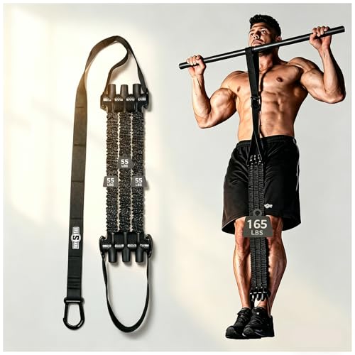 Innstar Pull Up Assistance Bands, Heavy Duty Resistance Band for Pull Up Assist, Adjustable Resistance 165-265lbs with Fabric Feet/Knee Rest, Pull Up Bands Assistance Bands - color: Upgrade Black 165lbs