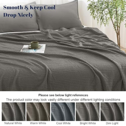 PHF Lightweight Waffle Weave Blanket Twin Size for Bed Grey 66"x90" - color: Grey, size: Twin(66"x90")