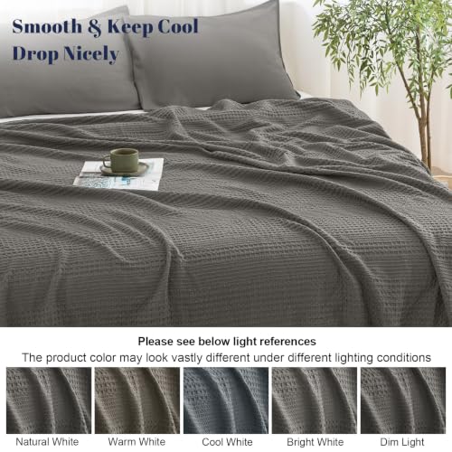 PHF Lightweight Waffle Weave Blanket Queen Size for Bed Grey 90"x90" - color: Grey, size: Queen(90"x90")