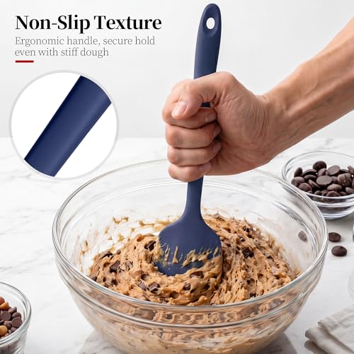 600ºF Heat Resistant Large Baking Silicone Spatula, Midnight Blue | 11.34in High Heat Food Safe Flexible Kitchen Silicone Scraper for Cooking Mixing Scraping Stirring Nonstick Cookware Pan Bowl - color: Midnight Blue, size: 11.34in - Large Spatula