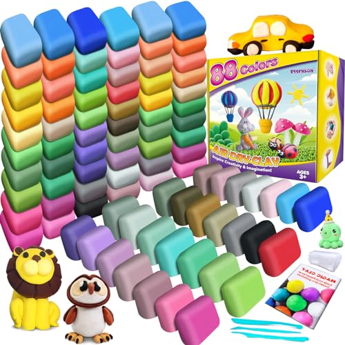 ESSENSON Air Dry Clay 88 Colors, Modeling Magic Clay for Kids, DIY Molding Craft, Gift for Kids - color: 88 Colors