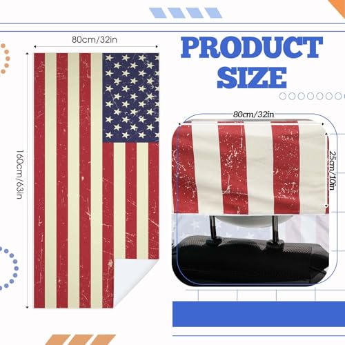 Hahafelt 2 Pack Car Seat Towel Cover with Storage Bag, American Flag | 63 x 32 in Car Towel Seat Cover Non Slip Waterproof, Gym Workout Swimming Running, Machine Washable Sweat Absorbent Protector - style: American Flag