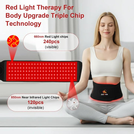 Red Light Therapy for Body,120 LEDs Infrared Light Therapy Wrap Belt for Waist,Upgraded 3 in 1 Led Beads,660nm Red Light &850nm Near Infrared Light Device for Back with Timer - size: 120LEDS
