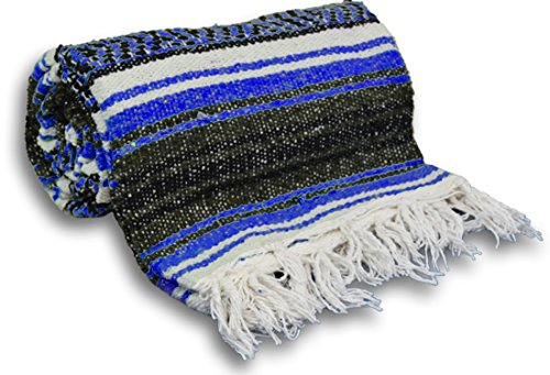 YogaAccessories Traditional Mexican Yoga Blanket - color: Dark Blue