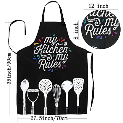 Adjustable Waterproof Apron Bib Apron with 2 Pockets Cooking Kitchen Aprons for Women Men Chef - color: My Kitchen My Rules Apron