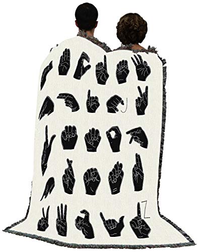 Pure Country Weavers Sign Language Alphabet Blanket by Emma Scarvey - Gift Tapestry Throw Woven from Cotton - Made in The USA (72x54) - color: Sign Language