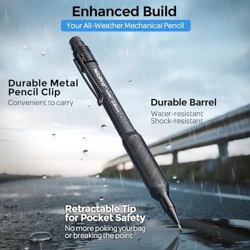 Nicpro Art Mechanical Pencil 0.9mm with Case, 3PCS Mechanical Pencils 0.9 | HD1000 Led Pencils 0.9 mm + 6 Tube HB Lead Refill, Eraser, Weatherproof Barrel for Outdoor Writing Drafting Drawing Sketching - style: 0.9mm(3 Pcs)