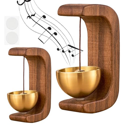 2Pack Magnetic Door Chime, Wooden Wind Chime Bells for Door Opening, Wireless Adhesive Entry Alert with Soft Chime for Home, Office, Pet Doors