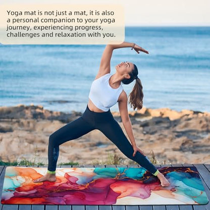 FOLAI Extra Thick Yoga Mat 6mm - color: abstract red