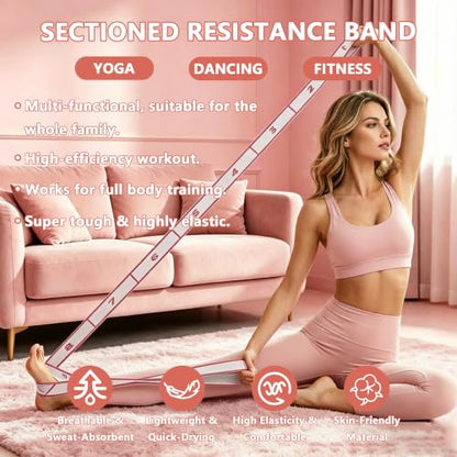 Fabric Exercise Straps, Number Stretch Resistance Bands with 10/12 Loops - color: Pink, size: 12Loops