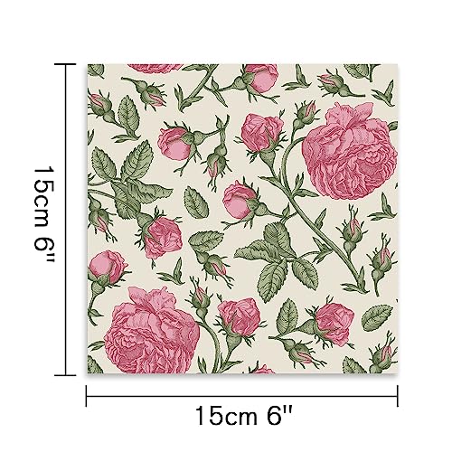 Scrapbook Paper, 24 Sheets 6"×6" 160gsm Single-Sided Patterned Cardstock | Vintage Decopodge Scrapbook Supplies, Junk Journal Decorative Crafts DIY Album Card Making Art Journaling.Flowers - color: 24 sheets-flowers