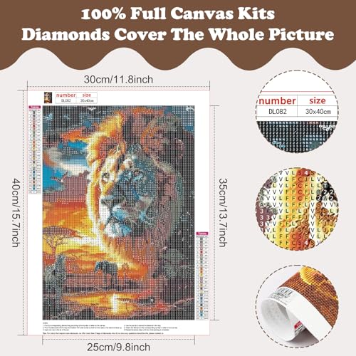 SENQAO Lion Diamond Art Kits for Adults, Beast Lion Diamond Painting Kit for Beginners, Round 5D DIY Diamond Dots, Full Drill Painting Kit Art and Crafts for Adults Home Wall Decor 12x16inch - color: lion