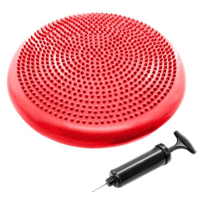 Inflated Stability Wobble Cushion, Yoga Balance Wiggle Seat Pad Disc for Pain Relief, Pelvic Floor Recovery, Rehabilitation Training - color: Red