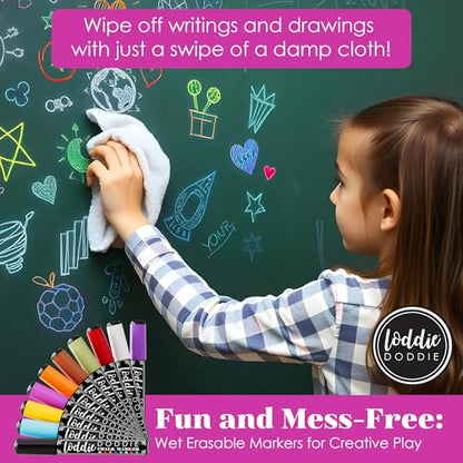 Loddie Doddie Liquid Chalk Markers, Window Markers, Earth Tones, 10 Pack | Flip from Fine to Broad Lines, For Classroom Displays & Home Offices, On Windows, Mirrors & Car Glass, Erasable Glass Markers - size: 1 Count (Pack of 10)