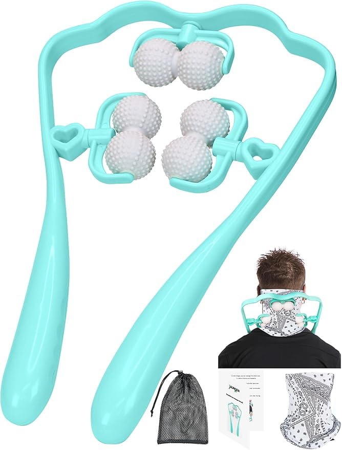 UNIONN 6-Wheel Handheld Neck Massager Roller | Deep Tissue Muscle Stick, For Neck, Back, Legs & Calves, Manual Body Tool, Pain Relief & Myofascial Release, Recovery