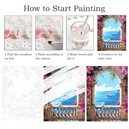 ZRIZQ Landscape Paint by Numbers Kits for Adults Beginner,Scenery,16x20 | Full set with wooden brushes,rolled canvas,rich paints.Calming activity.Beginner friendly.Just open and paint. - color: 16"X20"Rolled Canvas(Frameless)-Landscape 14