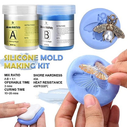 Silicone Putty, 7/8 LB Flexible Silicone Mold Making Kit -1:1 Mixing Ratio | for DIY Soap Making, Handmade Bath Bombs - Vibrant Rainbow Skin Safe Bath Bomb Colorant for Bath Bomb Supplies Kit, Crafts - color: 400g