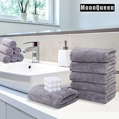 MOONQUEEN 18 Pack Premium Hand Towels - Quick Drying - Microfiber Coral Velvet Highly Absorbent Towels - Multipurpose Use as Hotel, Bathroom, Shower, Spa, Hand Towel 16 x 28 inches (Light Grey) - color: Light Grey, size: Hand Towels - 18 Pack