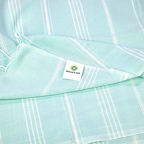 Beach Towel 100% Cotton Turkish Beach Towel Adult 38x70 Inch Pre-washed Absorbent Extra Large|Sand Free Quick Dry BathTowels|Lightweight Blanket|Travel Cruise Camping Spa Gym Yoga Towel|Fair Aqua - color: Aqua Blue