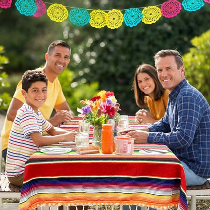 OurWarm 84x59 Inch Mexican Blanket, Mexican Tablecloth for Party Decor, Red | Striped Tablecloth with Tassels, Rectangle Mexican Blankets and Throws, Outdoor Blanket for Yoga, Beach, Camping, Picnic
