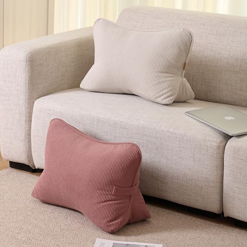 Pat. Pend. Corduroy Back Pillow for Sitting Up & Reading, Ergonomic Triangle Lumbar Support Cushion for Sofa, Armchair & Bed, Removable Cover, Brick Brown - color: Brick Brown