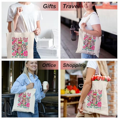 Inspirational Christian Gifts Canvas Tote Bag for Women, Christmas Friendship Birthday Religious Grocery Bags - color: Godhighest