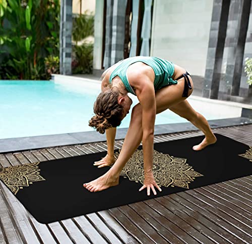 nuveti Yoga Mat Print Extra Thick TPE Non Slip Fitness Exercise Mat with Carrying Bag,72"x24" Extra Thick 6MM Exercise & Workout Mat for Yoga, Pilates Fitness and Floor Exercises - color: Flower-B