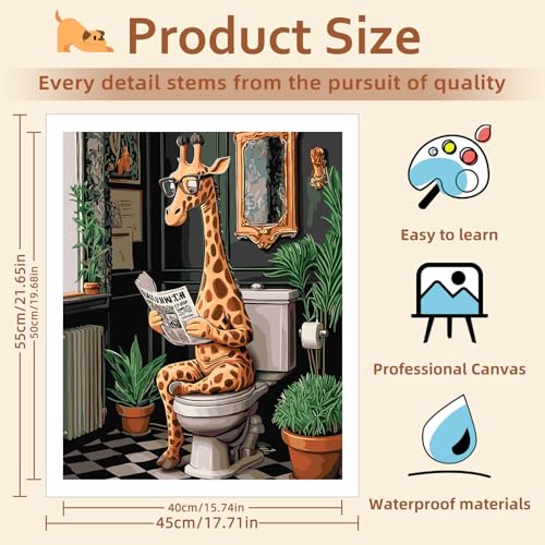 Reivworl Giraffe Paint by Numbers Kit for Adults Beginner 16×20 inch | Giraffe Paint by Number Kits 16×20 inch, Crafts on Canvas with Gifts. - color: 05-Giraffe