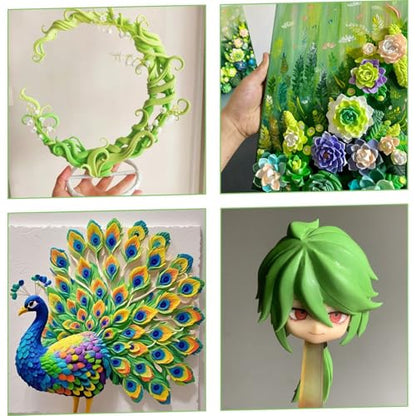 Air Dry Clay Lightweight, Flexible Modeling Clay for Adults Arts and Crafts | Professional & Moldable, Soft & No-Stick, Polymer Clay for Sculpting, Molding,Anime Figures,Making Costumes,DIY Projects - color: Light Green