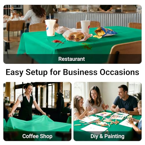 Auros 10-Pack Plastic Tablecloths, 54x108 Inch Disposable Table Covers, 8FT | Rectangle Waterproof & Throw Away Table Cloth, Easy Cleanup for Party, Wedding, Graduation, Fits 6-8ft Tables, Kelly Green - color: Kelly Green, size: 54" X 108" Rectangle