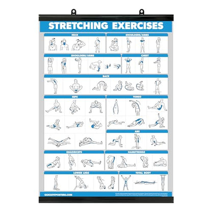 Palace Learning QUICKFIT Stretching Workout Exercise Poster - Stretch Routine (Laminated with Plastic Frame, 18" x 24") - color: Laminated with Plastic Frame