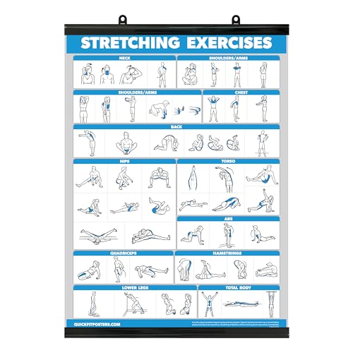 Palace Learning QUICKFIT Stretching Workout Exercise Poster - Stretch Routine (Laminated with Plastic Frame, 18" x 24") - color: Laminated with Plastic Frame