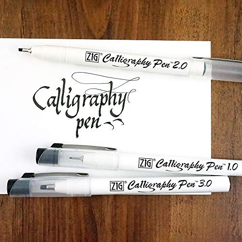 Kuretake ZIG CALLIGRAPHY PEN SQUARE Tip BLACK 3 Set, 1mm, 2mm, 3mm, For Italic and Gothic Calligraphy Beginners, AP-Certified, Odourless, Xylene Free, Professional quality, Made in Japan