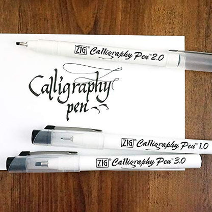 Kuretake ZIG CALLIGRAPHY PEN SQUARE Tip BLACK 3 Set, 1mm, 2mm, 3mm, For Italic and Gothic Calligraphy Beginners, AP-Certified, Odourless, Xylene Free, Professional quality, Made in Japan