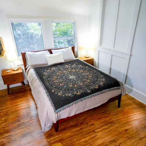 Pure Country Weavers Mushroom Firefly Mandala Blanket - Gift Tapestry Throw Woven from Cotton - Made in The USA (72x54) - color: Mushroom Firefly Mandala, size: 72x54