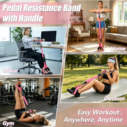 Pedal Resistance Band with Handle, Adjustable Resistance Bands with Handle | Upgraded Full Body Strength Training, Abdomen, Waist，Arm, Core，Abs, Leg Workout , Sit Up Exercise Equipment for Women Men