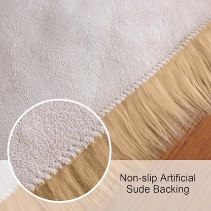 Softlife Camel Faux Fur Sheepskin Chair Cover 2 PCs Seat Cushion Pad Super Soft Area Rugs for Living Bedroom Sofa Dorm (1.6ft x 1.6ft) - color: Camel-2pcs