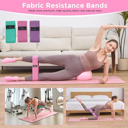 Home Pilates Kit Pilates Equipment Set for Women, Pilates Essentials Kit - color: Rose Pink - 11 Pieces Kit