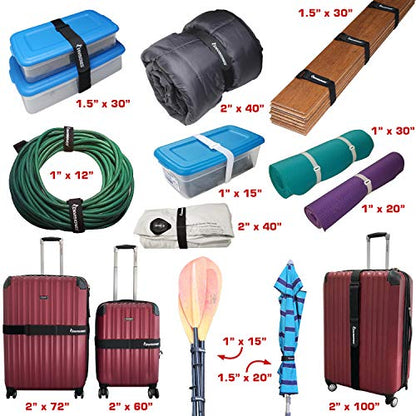 Elastic Reusable Cinch Straps 1.5" x 30" - 6 Pack Multipurpose Quality Hook and Loop Securing Straps - size: 1.5" x 30"