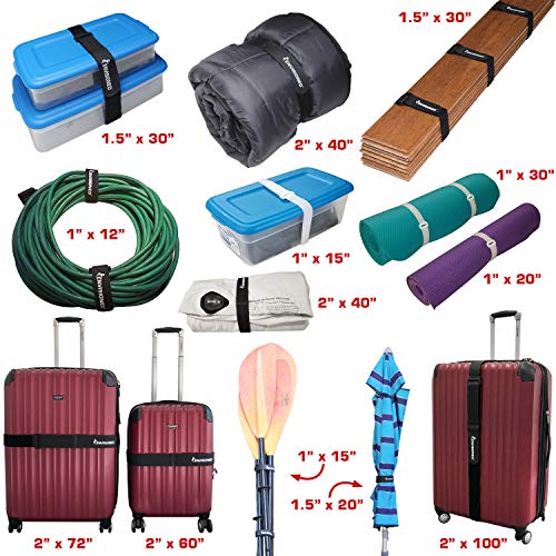 Elastic Reusable Cinch Straps 1.5" x 40" - 6 Pack Multipurpose Quality Hook and Loop Securing Straps - size: 1.5" x 40"