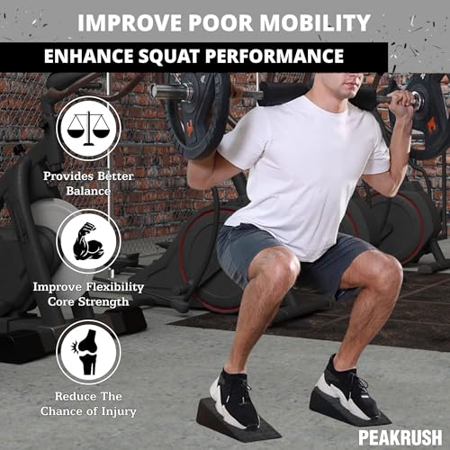 2 Pcs Versatile Squat Wedge Block for Heel Elevated Squat, Heavy-Duty Calf Stretcher Slant Board to Enhance Mobility, Balance & Strength Performance