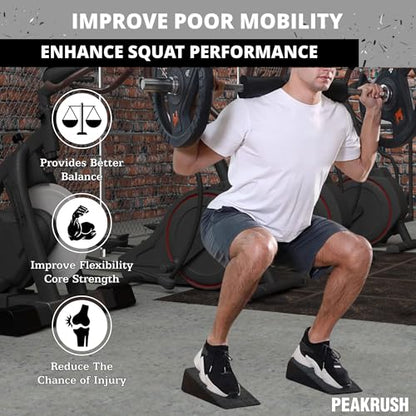 2 Pcs Versatile Squat Wedge Block for Heel Elevated Squat, Heavy-Duty Calf Stretcher Slant Board to Enhance Mobility, Balance & Strength Performance