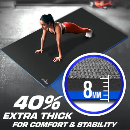 Sensu Large Exercise Mat – Extra Thick Non-Slip Workout Mat for Home Gym, Durable Shoe-Friendly Fitness Mat for Strength Training, Stretching, Cardio, and Balance Workouts (Multiple Sizes) - size: 6' x 4' x 8.5mm