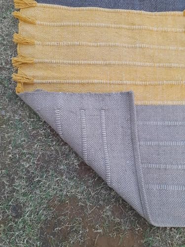 Indian Handmade100 % Organic Anti Skid Multi Colour Cotton Yoga Mat - Eco-Friendly Hand-Woven Rug - Non-Slip & Thick (24”x72”x5mm) for Hot yoga & Everyday Fitness at Home - Comfortable & Foldable Extra-Long Mat - color: Multi 6