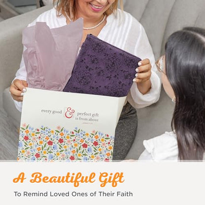 Christian Art Gifts Women's Fashion Bible Cover I Can Do All Things Philippians 4:13, Purple Floral Faux Leather (Large) - size: Large