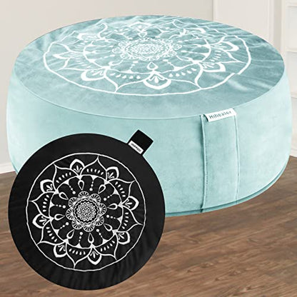 Hihealer Meditation Cushion, Traditional Tibetan Velvet Meditation Pillow | Buckwheat Yoga Bolster, Large Floor Cushion & Pillow for Adults, Zafu Zabuton Set, Zen Meditation Mat - color: Tranquil Night & Day