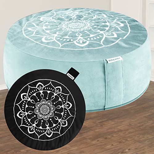 Hihealer Meditation Cushion, Traditional Tibetan Velvet Meditation Pillow | Buckwheat Yoga Bolster, Large Floor Cushion & Pillow for Adults, Zafu Zabuton Set, Zen Meditation Mat - color: Tranquil Night & Day