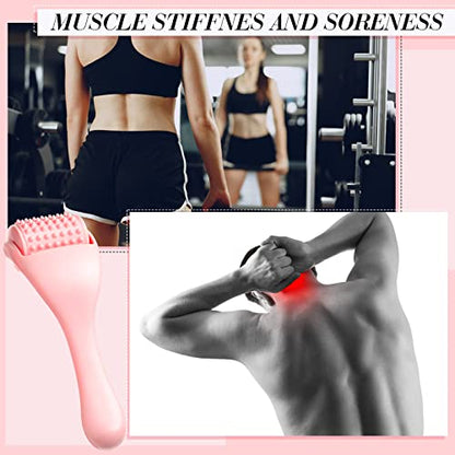 Tondiamo 2 Pcs Muscle Roller Portable Small Silicone Massager Roller Deep Tissue Muscle Massage Stick Cellulite Remover Scar Tissue Massager for Relief Face Neck Arm Back Leg(Pink,Silicone) - color: Pink, style: Silicone