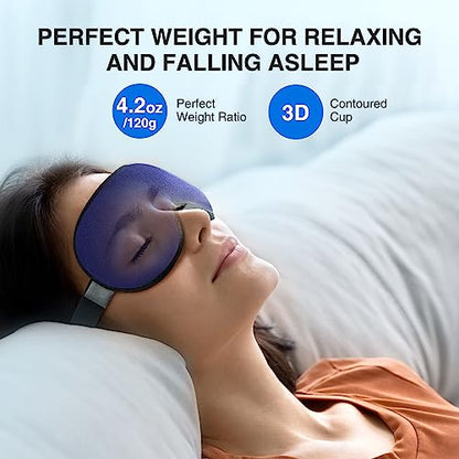 YFONG Weighted Sleep Mask for Women Men, 3D Light Blocking Eye Mask, Blue - color: Blue